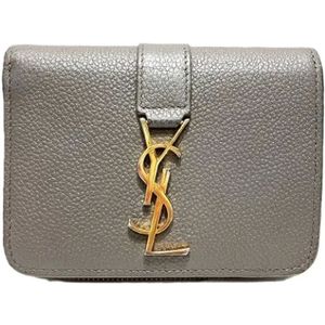 Yves Saint Laurent Vintage, Dames, Pre-owned, Grijs, Maat: ONE Size Leer,