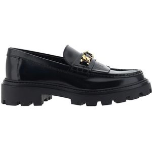 Tod's Leren Loafers met Blokhak , Black , Dames , Maat: 39 EU