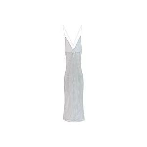 Ganni Elegante Zwarte Midi Jurk , Gray , Dames , Maat: L