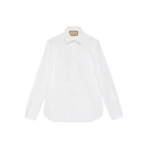 Gucci Witte Interlocking G gestippelde katoenen overhemd , White , Heren , Maat: 2XL
