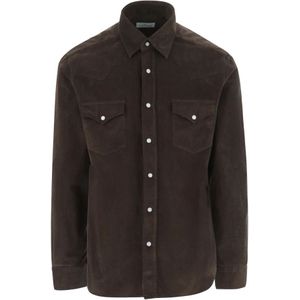 Alessandro Gherardi, Heren, Overhemden, Bruin, Maat: M Katoen,