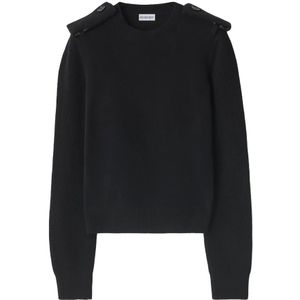 Burberry, Dames, Truien, Zwart, Maat: M Wol,