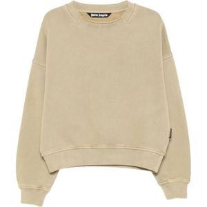 Palm Angels, Heren, Sweatshirts & Hoodies, Beige, Maat: S Katoen,