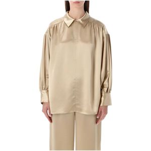 By Malene Birger, Dames, Blouses & Shirts, Beige, Maat: XS Satijn,