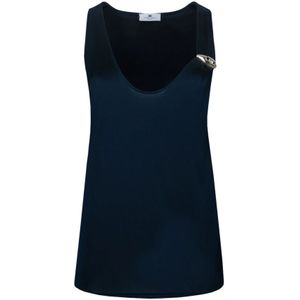 Elisabetta Franchi, Dames, Tops, Blauw, Maat: L Jersey,