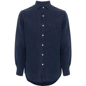 Polo Ralph Lauren, Heren, Overhemden, Blauw, Maat: 2XL Linnen,