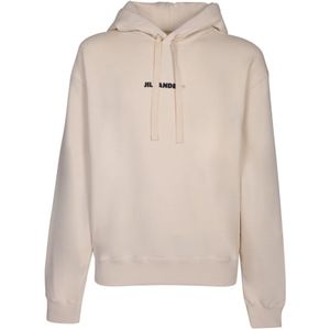 Jil Sander - Hoodie - Wit - 100% Katoen - Capuchon met Trekkoord