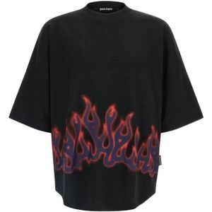 Palm Angels, Heren, Tops, Zwart, Maat: S Lame,