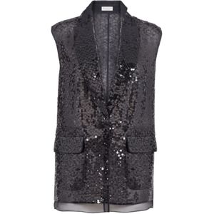 Brunello Cucinelli, Dames, Jassen, Zwart, Maat: XS Zijde,