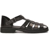 Kazar - Sandalen - Zwart - Leer - Verhoogde Hak - Halfopen Teen