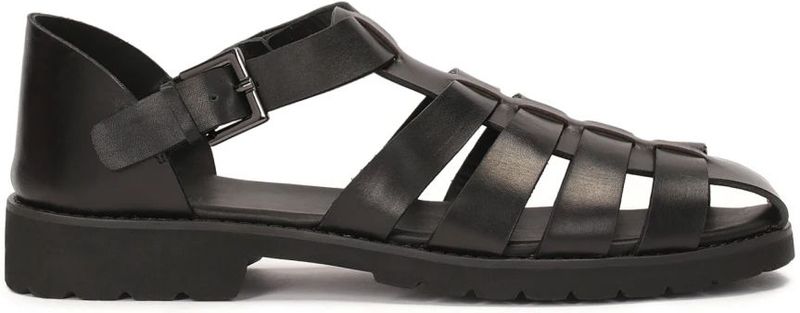 Kazar - Sandalen - Zwart - Leer - Verhoogde Hak - Halfopen Teen