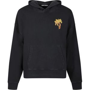 Palm Angels, Heren, Sweatshirts & Hoodies, Zwart, Maat: S Katoen,