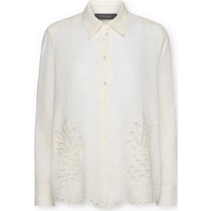 Elena Mirò, Dames, Blouses & Shirts, Wit, Maat: 4XL Linnen,