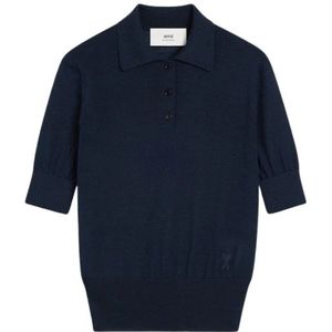 Ami Paris, Dames, Tops, Blauw, Maat: S