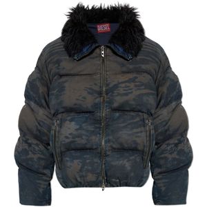 Diesel, Heren, Jassen, Grijs, Maat: 2XL Leer,