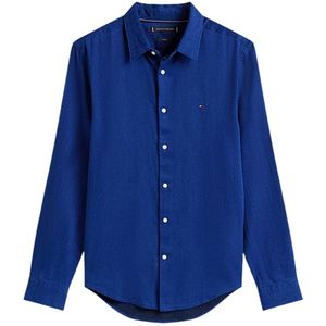 Tommy Hilfiger, Heren, Overhemden, Blauw, Maat: S Satijn,