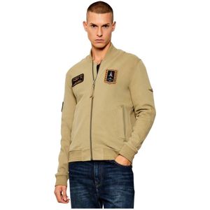 Aeronautica Militare, Heren, Sweatshirts & Hoodies, Groen, Maat: S Katoen,