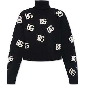 Dolce & Gabbana, Dames, Truien, Zwart, Maat: XS Wol,