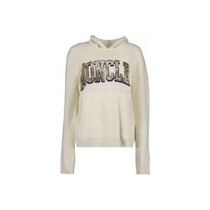 Moncler Gezellige hoodie met gouden paillettenlogo , White , Heren , Maat: L