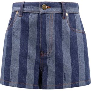 Fendi Denim Pequin Gestreepte Shorts , Blue , Dames , Maat: M