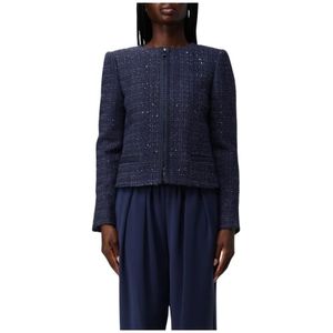 Emporio Armani, Dames, Jassen, Blauw, Maat: M Tweed,