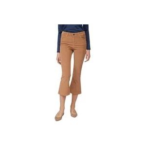 Twinset Beige Corduroy Flare Broek Knoop Rits , Brown , Dames , Maat: W27