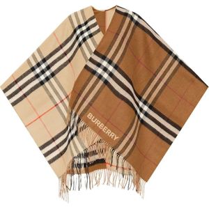 Burberry - Poncho - Bruin - Wol en Kasjmier Mix - Kenmerkend Ruitpatroon