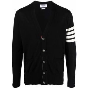 Thom Browne, Heren, Truien, Zwart, Maat: L Wol,