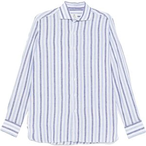 Borrelli, Heren, Overhemden, Blauw, Maat: L Linnen,