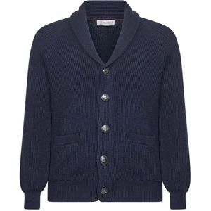 Brunello Cucinelli, Heren, Truien, Blauw, Maat: M Katoen,