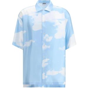 Moschino, Heren, Overhemden, Blauw, Maat: S Zijde,