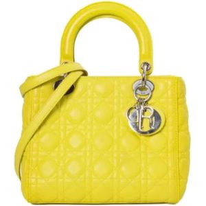 Dior Vintage, Dames, Pre-owned, Geel, Maat: ONE Size Leer,
