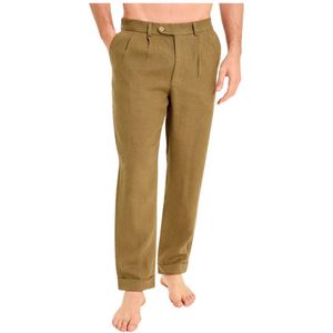 Peninsula, Heren, Broeken, Groen, Maat: 2XL Linnen,