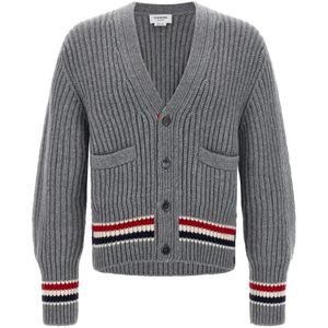 Thom Browne, Heren, Truien, Grijs, Maat: M Kasjmier,
