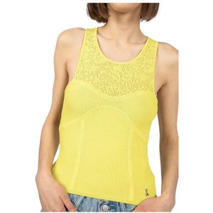 Patrizia Pepe, Dames, Tops, Geel, Maat: XS Leer,