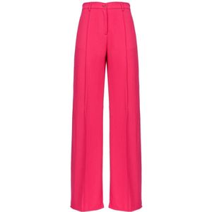 Fluid Crêpe Broek - Fuchsia - Polyester - Hoge Taille - Wijdvallend Silhouet