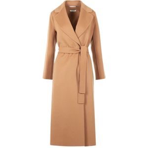 Max Mara, Dames, Mantels, Bruin, Maat: S Wol,