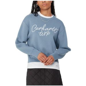 Carhartt Wip, Dames, Truien, Blauw, Maat: S Katoen,