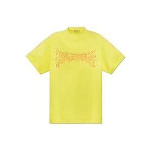 Balenciaga T-shirt met logo-print , Yellow , Heren , Maat: L