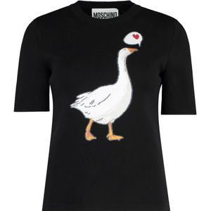 Moschino, Dames, Tops, Zwart, Maat: XS Katoen,