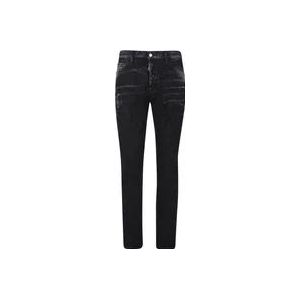 Dsquared2 Versleten Slim-fit Zwarte Jeans , Black , Heren , Maat: L