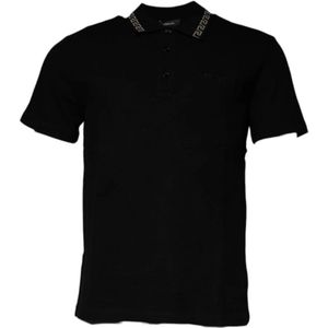 Versace - Polo T-shirt - Zwart - Korte Mouwen - Collared Neck