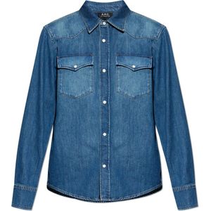 A.p.c., Heren, Overhemden, Blauw, Maat: L Denim,