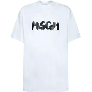 Msgm, Heren, Tops, Wit, Maat: M Katoen,