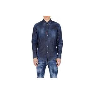 Dsquared2 Denim Overhemd voor Heren , Blue , Heren , Maat: XS