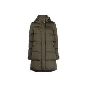 Woolrich Groene Jassen met Verborgen Rits- en Drukknoopsluiting , Green , Dames , Maat: L