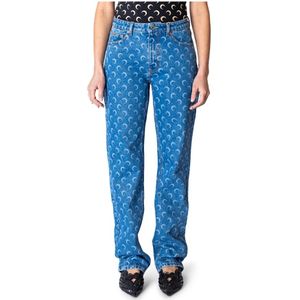 Marine Serre, Dames, Jeans, Blauw, Maat: L Denim,