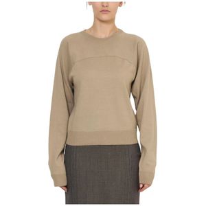 MM6 Maison Margiela, Dames, Truien, Beige, Maat: M Wol,