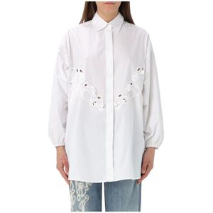 Dondup, Dames, Blouses & Shirts, Wit, Maat: M Katoen,