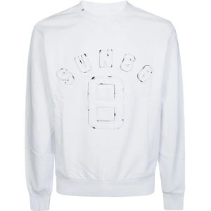 Sun68, Heren, Sweatshirts & Hoodies, Wit, Maat: S Katoen,